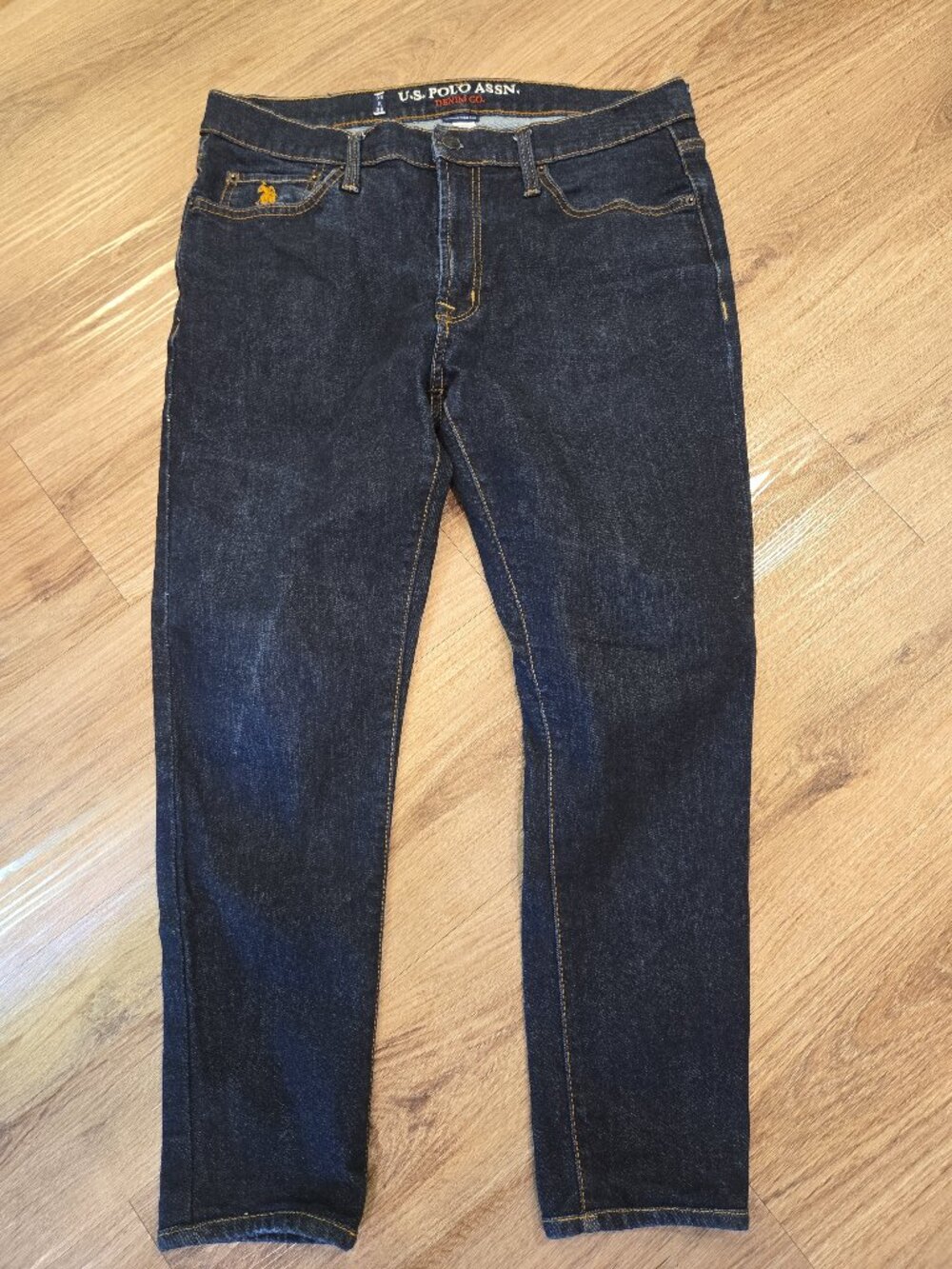 U.S. Polo Assn. Men's Dark Wash Blue Denim Slim Fit Stretch Jeans 34x30